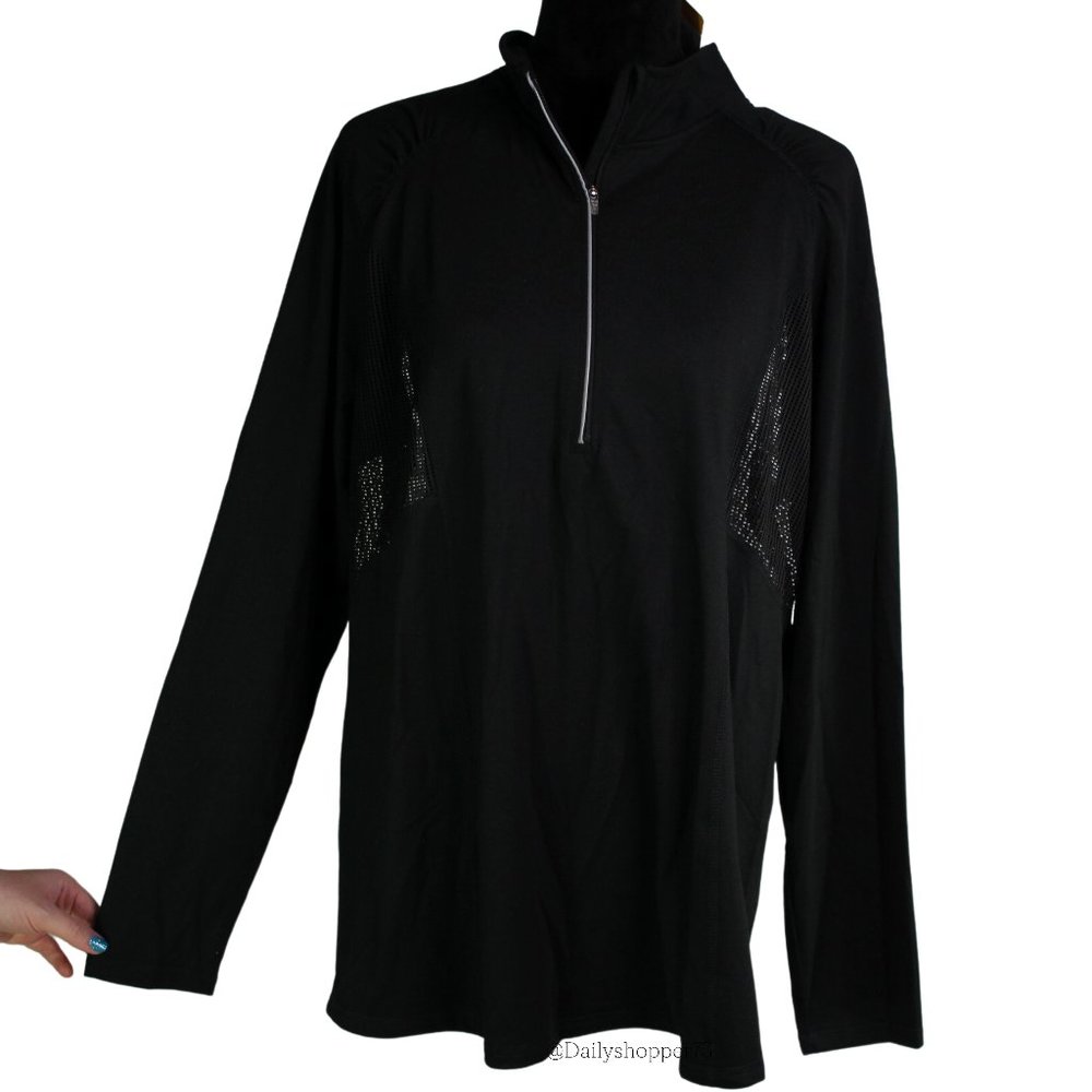 Fit for Me Fruit of the Loom Women's Mesh Panel Semi-Fitted Mock Neck Pullover